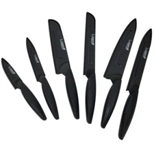 Lutema 12 pcs Knife Set Stainless Steel Blades and Nonstick - Black (KNFBLK12)