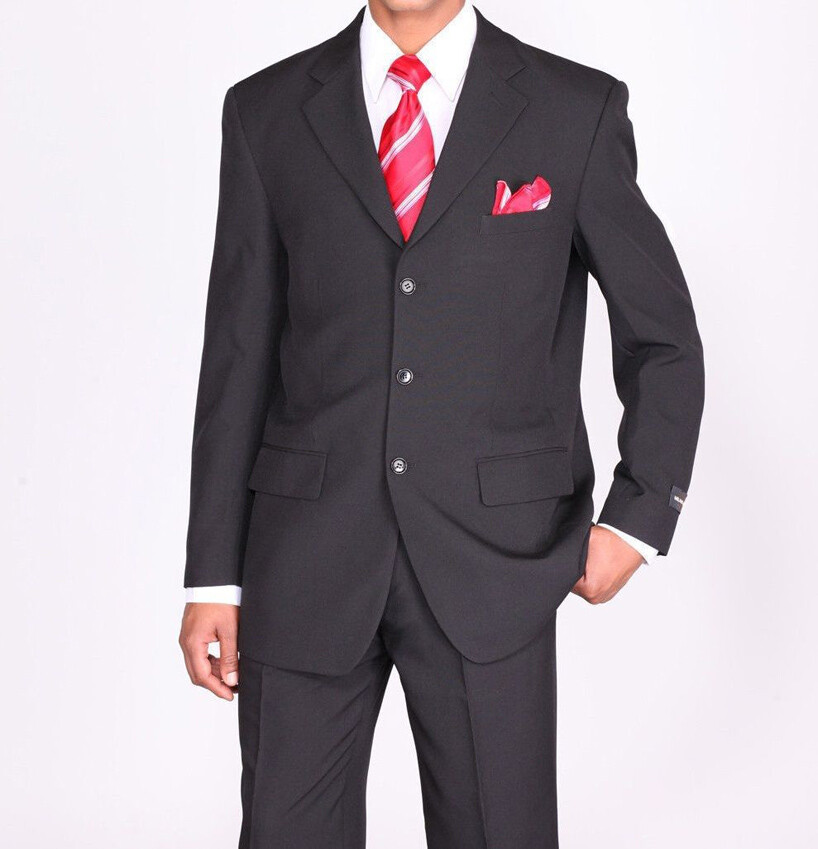 New Men's Basic Single Breast 3 Button Work Suit Black Size 36 | eBay