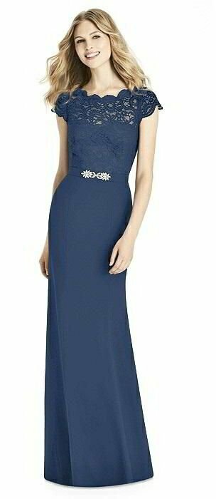 chinese dress ladies Navy Blue bridesmaid dressesLace - Chiffon Bridesmaid Dress main image 1
