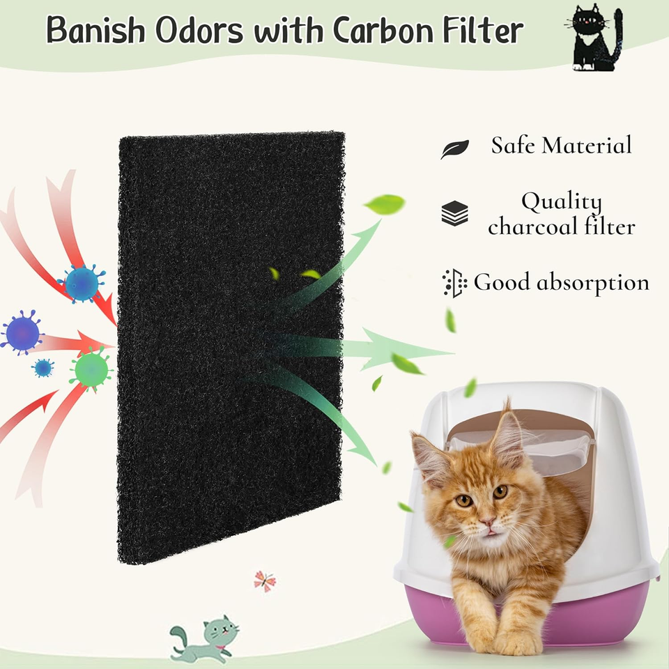 6 Pack Cat Litter Box Charcoal Filter 6 X 6.5 Inch Carbon Odor Filters