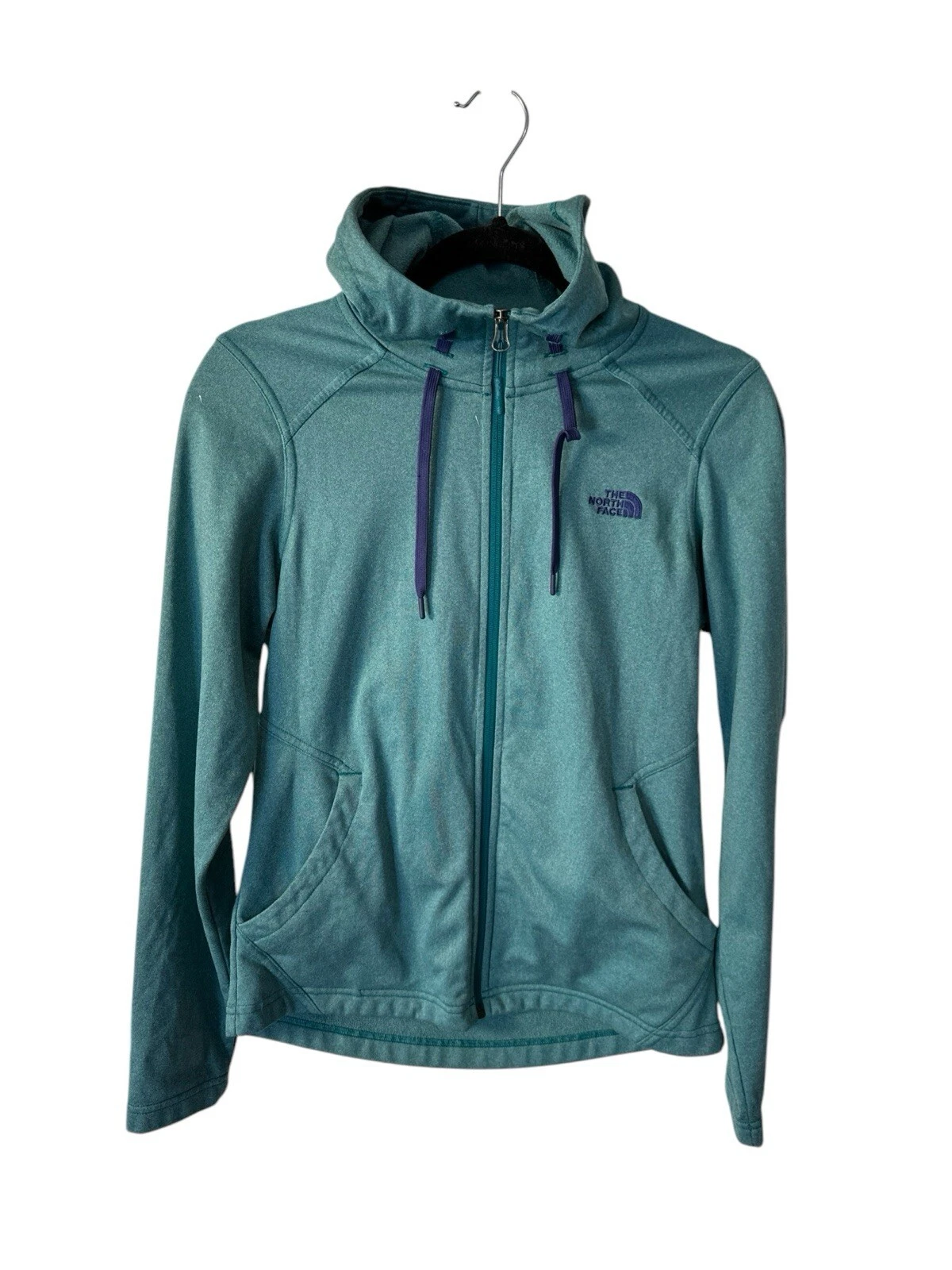 The North Face Womens Teal and Blue Full Zip Lightweight Hoodie Small Pockets