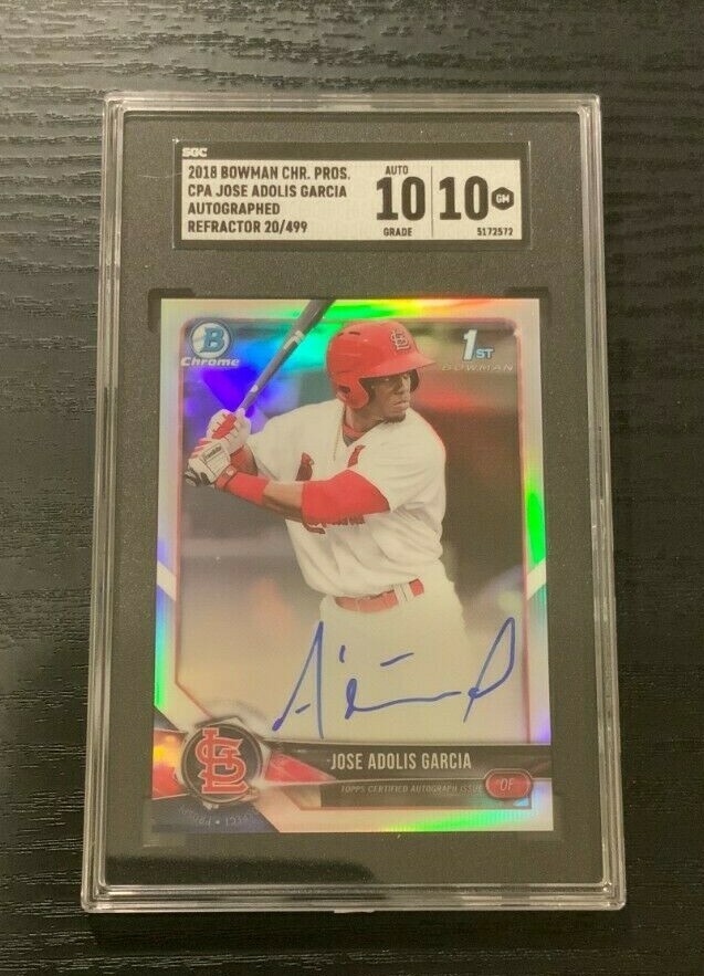 Adolis Garcia 2018 Bowman Chrome Auto Refractor  CPA-BW 20/499 SGC 10