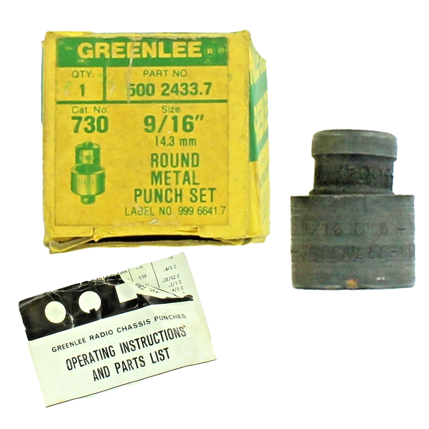 Greenlee 730 9 16 Standard Round Knockout Punch Unit Inch for sale