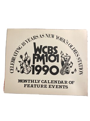 WCBS FM101 December 1990 Monthly Calendar of Feature Events Radio Station  Vtg | eBay