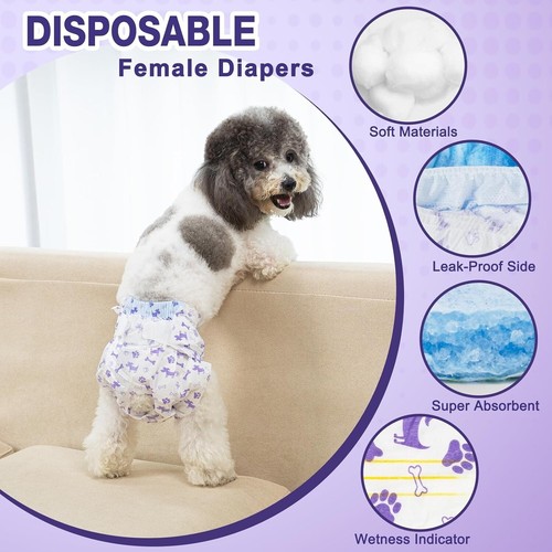 Pet Soft Disposable Female Dog Diapers -with Wetness Indicator-SZ Medium (40 ct) - Picture 4 of 6