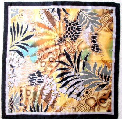 Foulard Vintage FIORIO En Soie Pure - Marron - 85 X 92 Cm - Parfait Pour Un Look élégant Rétro