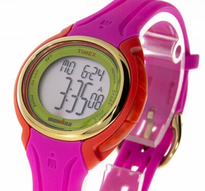 Timex Damenuhr Ironman TW5M02800 pink orange Silikonband Stoppuhr Rundenspeicher