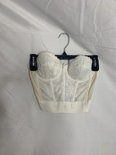Vintage Made In USA Jezebel Renee of Hollywood White Lace Corset Top Size 34B