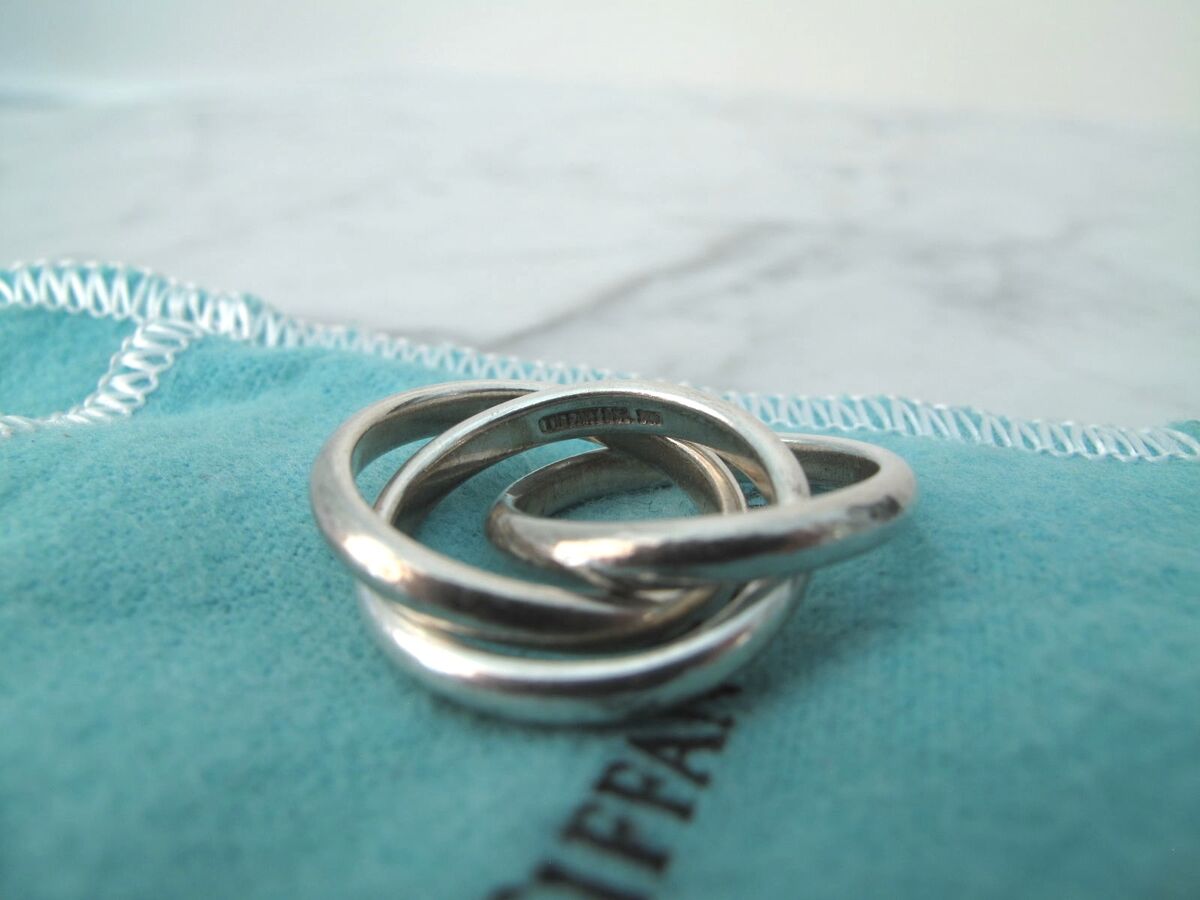 TIFFANY & CO. :: .925 Triple Rolling Ring Interlocking Sz TIFFANY & CO. :: .925 Triple Rolling Ring Interlocking Sz