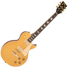 Vintage V100mgt Solid Body Mini Double Coil Reissued Electric Guitar, Gold Top