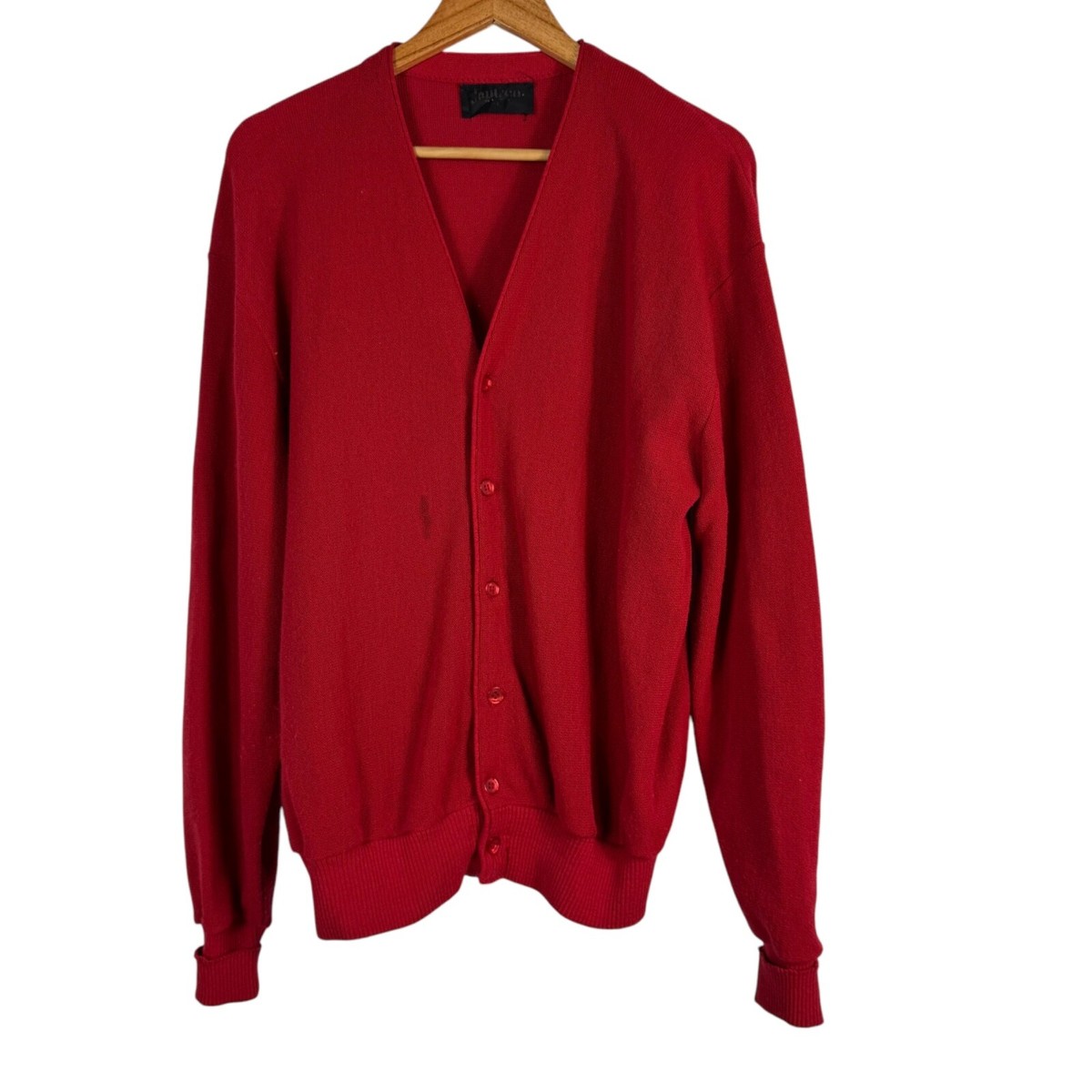Vintage 70s Jantzen Red Wool Cardigan Button Up Sweater Mr
