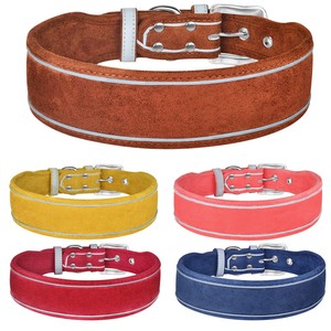 reflective leather dog collar