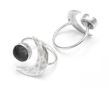 Crescent Ring Blank Setting Base Bezel Cabochon Antique Silver Brass G27275