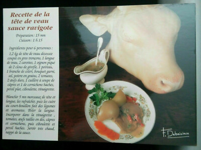 LA TETE DE VAU SAUCE RAVIGOTE - KÜCHENREZEPT - POSTKARTE DEBAISIEUX