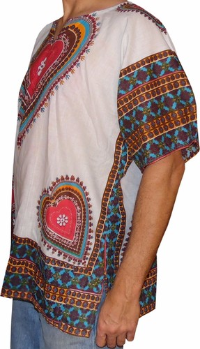 Mens Daisy Heart Print Dashiki Shirt 100% Cotton by American Dashiki - Picture 29 of 29