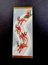 1 VTG Unused Xmas Greeting Card Jolly Santa & Reindeer Flying Downhill To Land