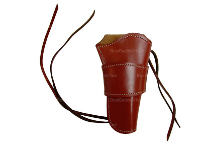 Leather Gun Holster OWB Long Barrel Fit Barbed Plain Smooth Red - Right Handed