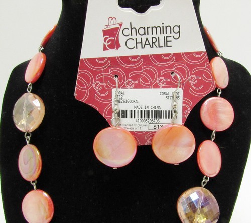 Charming Charlie Pink Necklace and Earring Combo -B - Picture 2 of 5