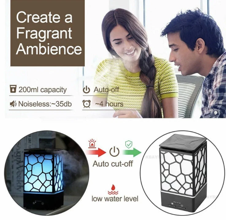 Water Cube Diffuser Humidifiers Minimalist Fashionable Style - Black - New - Image 3 of 4