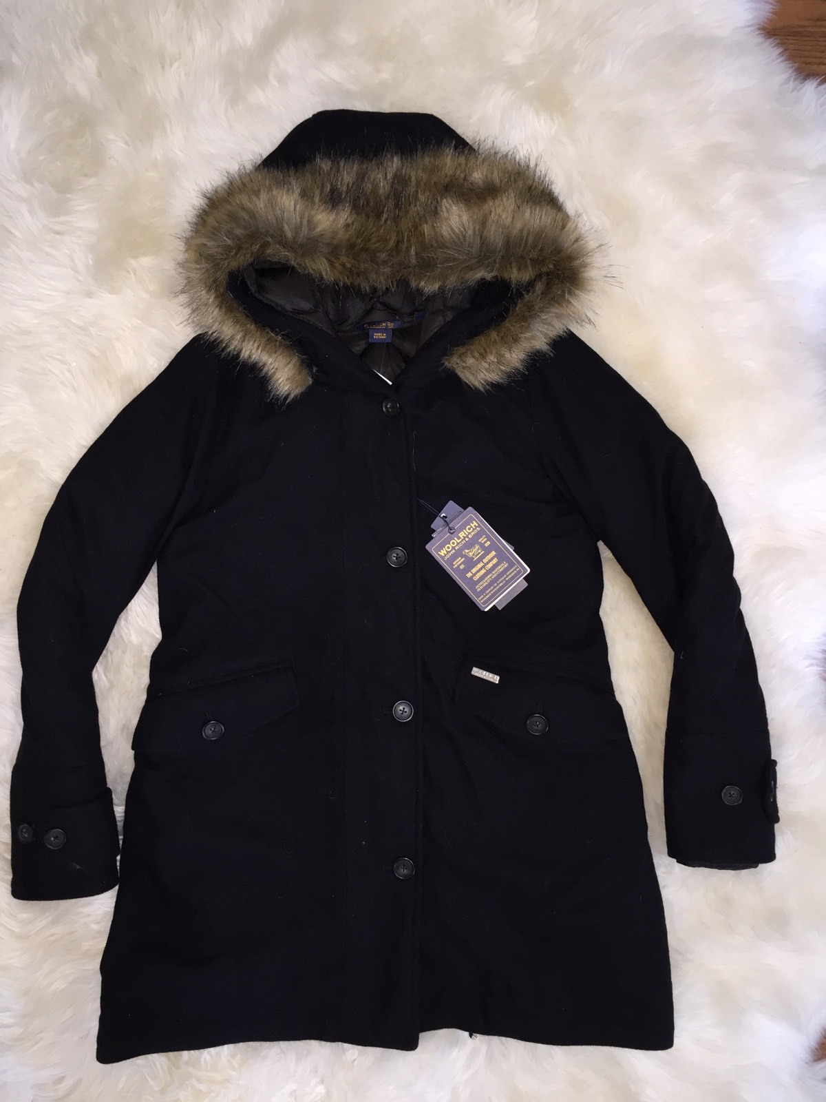J Crew Woolrich John Rich & Bros Techno Wool Eskimo parka XS Black $995 b1817