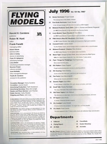 FLYING MODELS rivista luglio 1996 Cranwell CLA3: gomma scala FF di James Grant - Foto 2 di 3