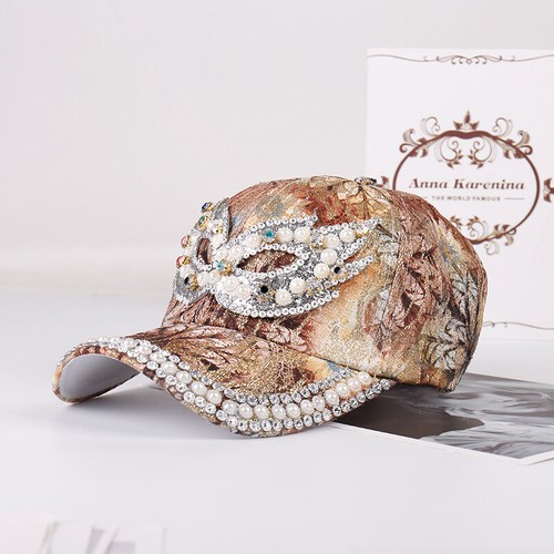 Women Crystal Baseball Cap Adjustable Casual Travel Lace Flower Sport Visor Hats - Picture 25 of 32