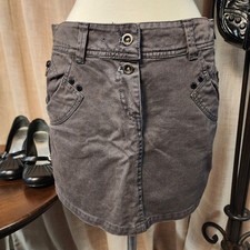 Biston Extreme Line Women M Dark Gray Cotton Utility Mini Skirt Studded Y2K Punk