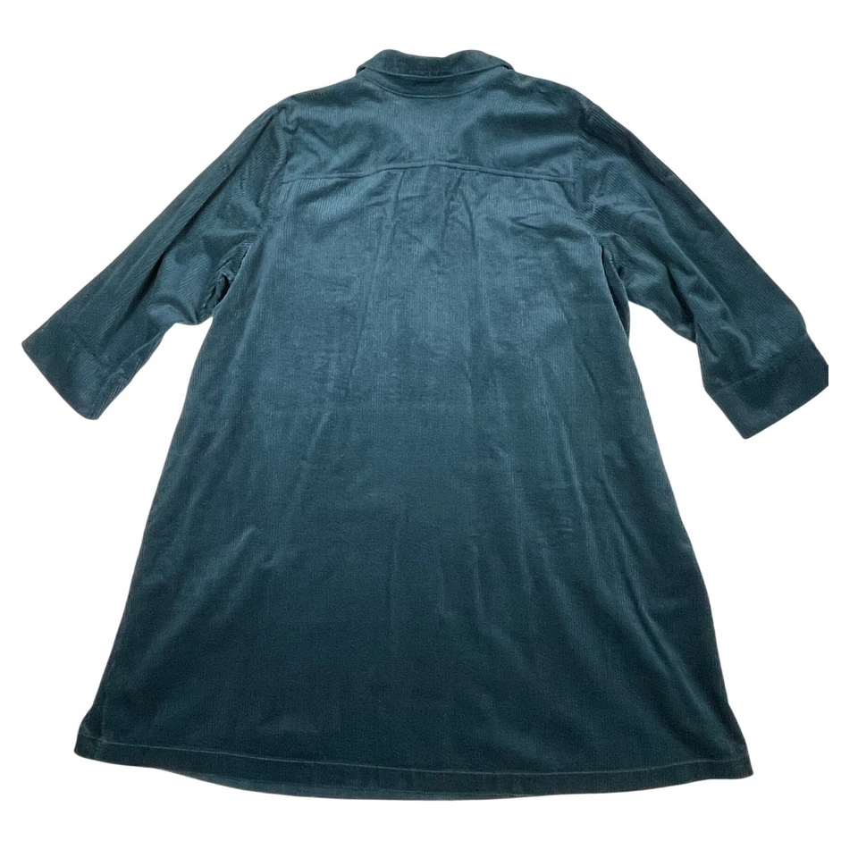 NUEVO CON ETIQUETAS J. Jill Mujer Pavo Real Pana 3X Camisa Vestido Botón Bolsillos Frontales Relajado Foto 4 de 4