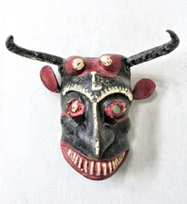 OLD MEXICAN PASTORELA DEVIL, DIABLO DANCE MASK, SUPERB!