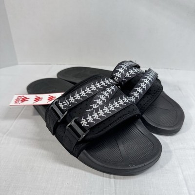 Kappa Authentic Luria 1 Slides Unisex Mens 10 Black Adjustable Sport Sandal NWOB