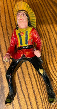 Vintage Marx Plastic Native American Indian Chief Rider Action Figure with Axe