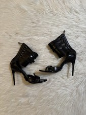 Tom Ford Gladiator Triple Buckle Leather Sandals Heels Black 38
