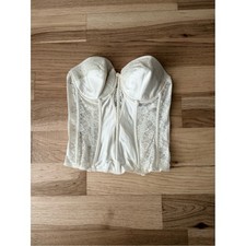 Vintage Lady Marlene Strapless Lace Floral Bustier Corset - Ivory Size 40DD