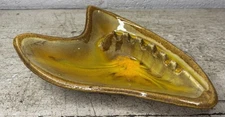 Vintage MCM Drip Glaze Brown Yellow Orange Ashtray Cal Style 2917 USA Retro