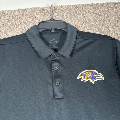 Nike Baltimore Ravens Mens Black Dri-FIT Short Sleeve Polo Shirt Size Medium