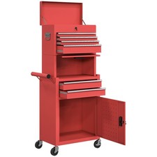 HOMCOM Carrello Portautensili da Officina in Acciaio con Cassetti, Armadi, Ruote
