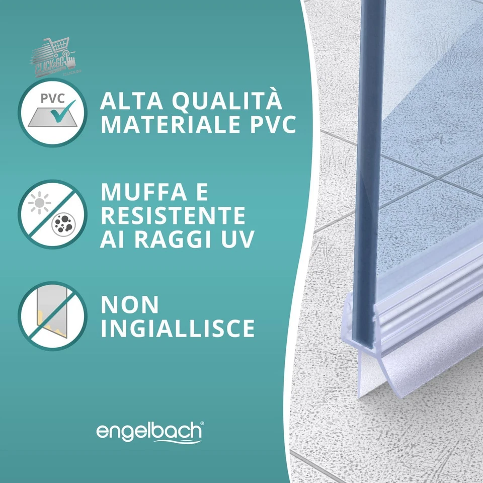Guarnizione Doccia Sottoporta 2x 44cm Gomma Vetro 6mm 8mm Spessa Guarnizioni Pro - Bild 3 von 4
