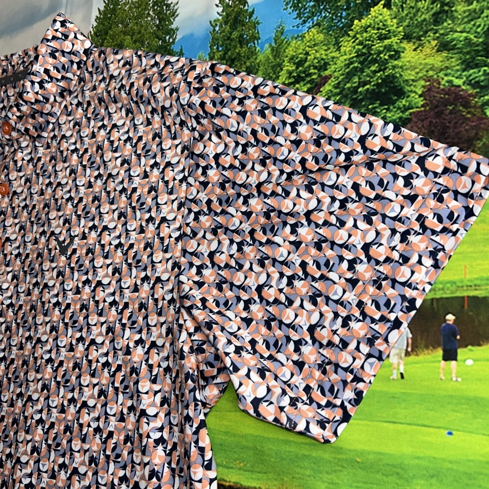Polo de golf Callaway Opti Dry nuevo con etiquetas $80 talla grande para hombre - raro estampado por todas partes Foto 3 de 4