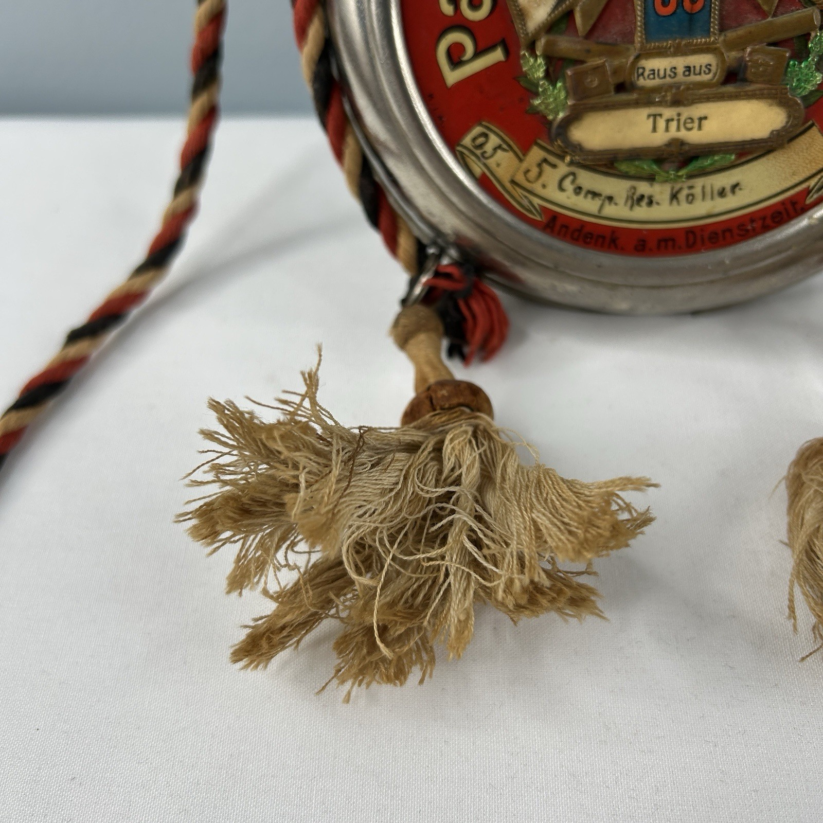 Pre WWI German Flask Metal/Glass Parole Heimat Soldier Reservist