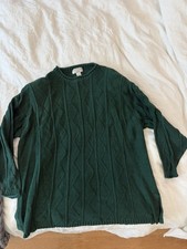 Vtg Venezia Vitale Sweater Size 26/28 Large Green Knit Chunky Thick Long Length