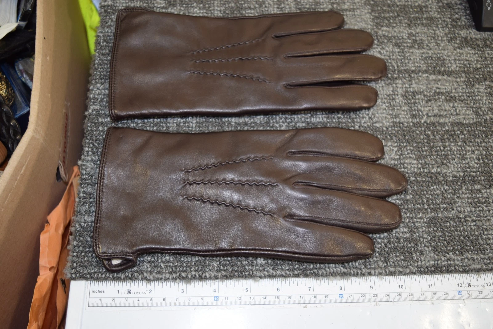 Mens XL Harssidanzar Brown Sheepskin Leather Cashmere Lined Winter Gloves Dress