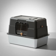 Fully Enclosed Stainless Steel Cat Litter Box - Dual Entry, Odor-Lock Design, 23