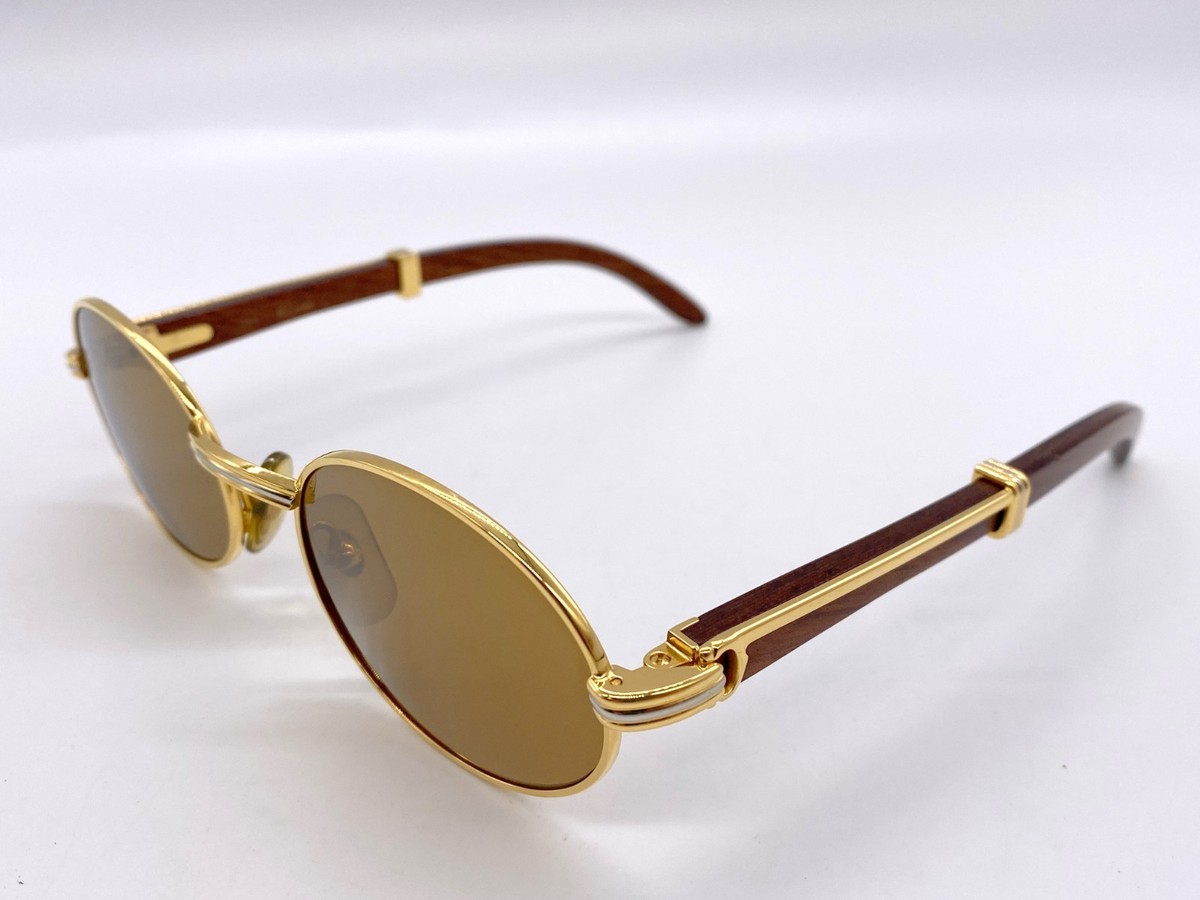 Authentic Cartier Sunglasses Giverny 51 20 135b Gold Wood