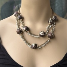 VTG Boho Chic Statement Necklace 18 Inch Bead...