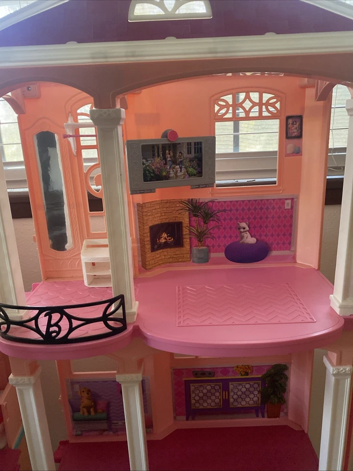 Boneca Barbie rosa casa dos sonhos casa de 4 pés para Barbies com móveis - Imagem 3 de 4