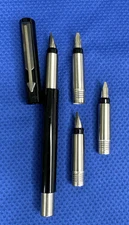 Vintage Parker Vector Fountain Pen Black & Silver With 4 Nibs