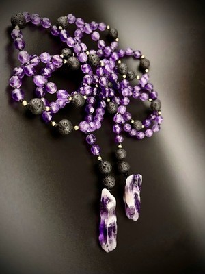 Amethyst facettiert Lariat 52'' Statement Halskette 14k Gold gefüllt ElyriesGlieder