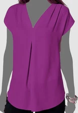 Inc International Concepts Women Purple Inverted-Pleat Blouse Top Petite Size P