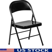 Folding Metal Chairs Portable Heavy Duty Double Braced Home Office Events New