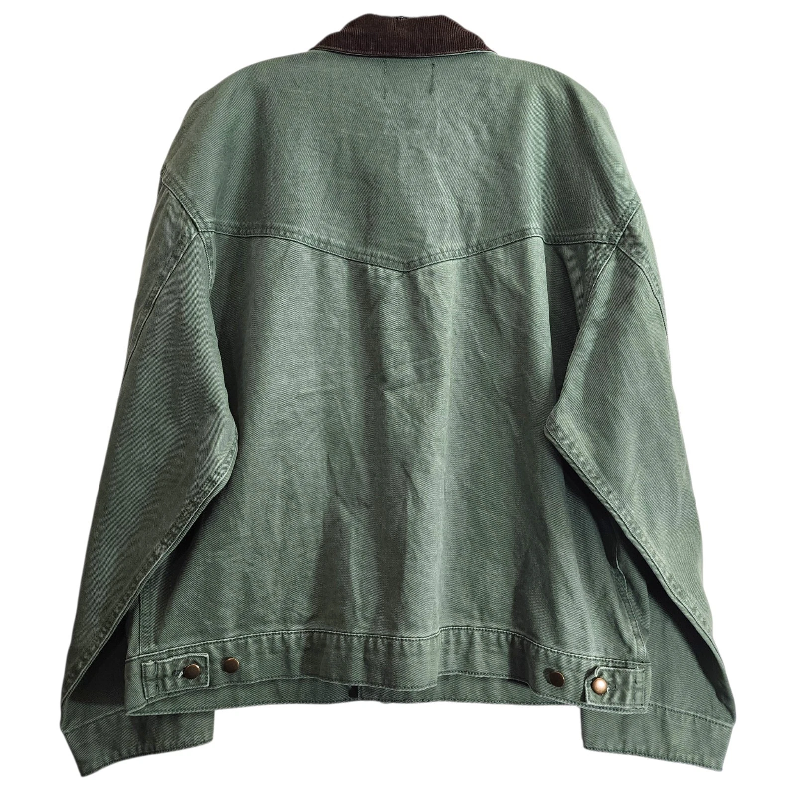 VALOR Collective Jacket Mens XL Green Chore Cropped Corduroy Collar Canvas Barn image 8